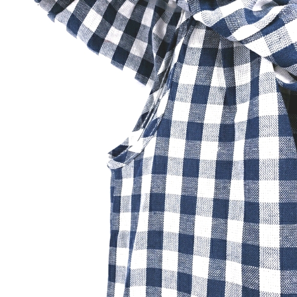 NEW Navy Gingham Checkered Off-Shoulder Dress - Picture 8 of 11